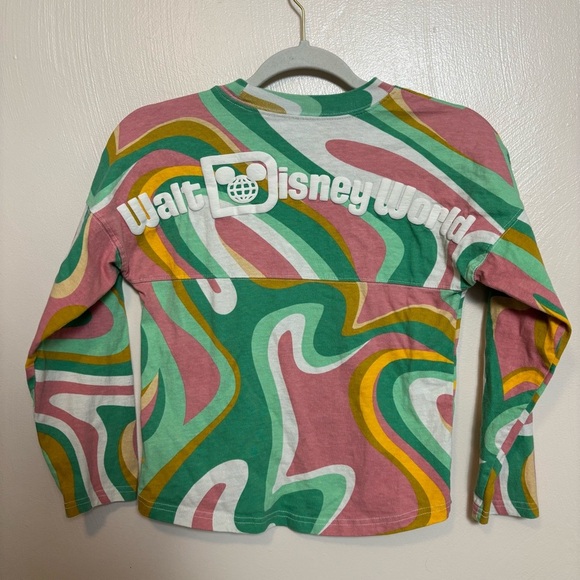 Disney World Parks Girls Kids Swirl Spirit Jersey Green Pink Size Medium 7/8 - Picture 4 of 6